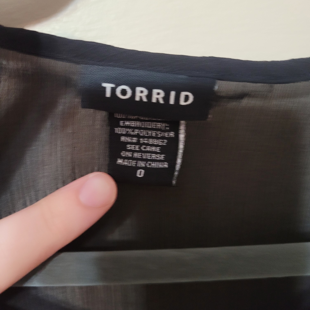 Torrid Black Top with Red and Yellow Floral Embroidery - Picture 3 of 4